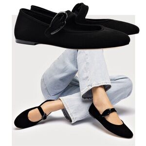 Larroudé Verona Ballet Flat in Black Suede